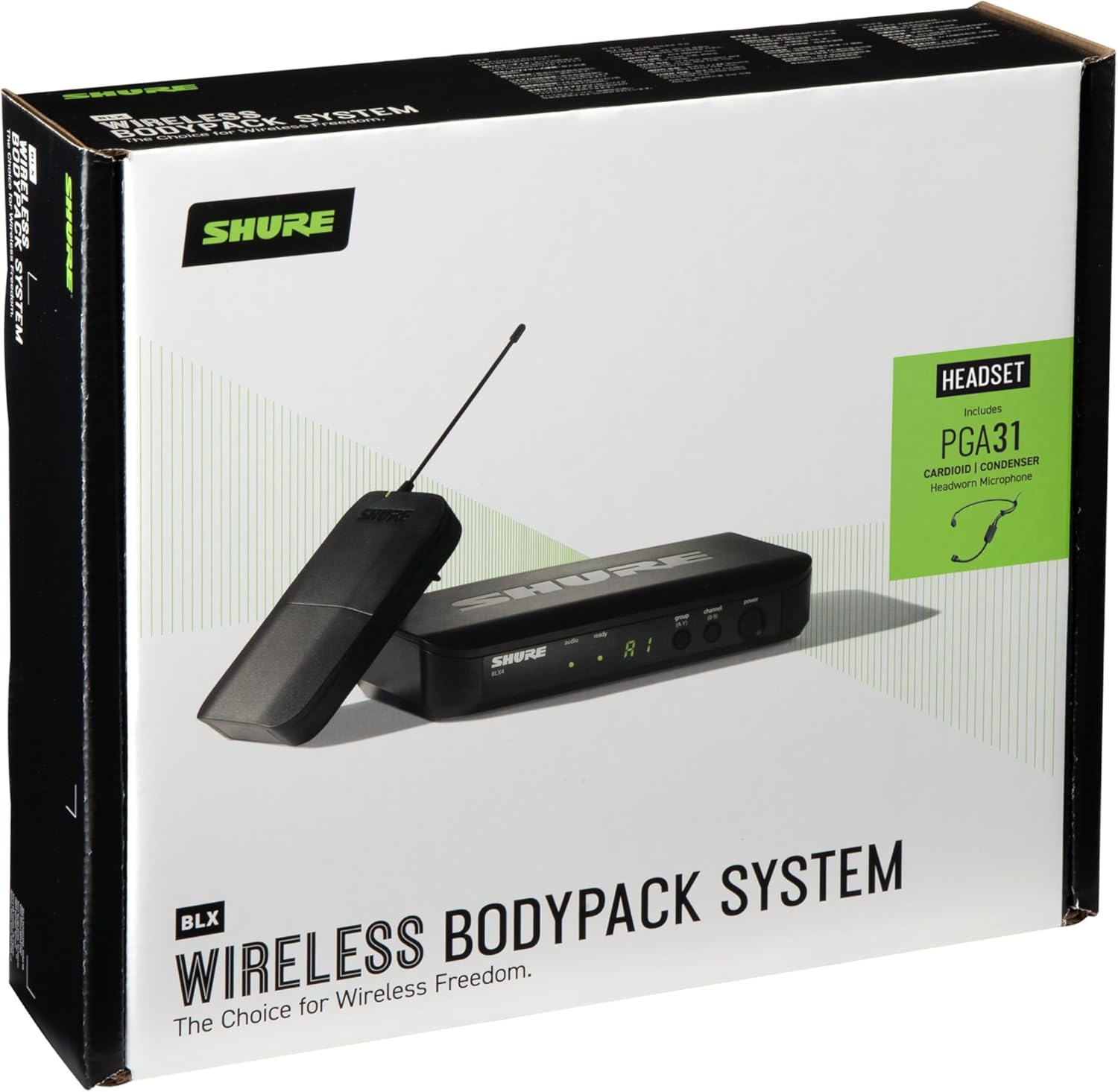 Shure BLX14/P31 Wireless Microphone System - 14-Hour Battery Life, 300 ft Range, UHF | Includes PGA31 Headset Mic, Bodypack Transmitter, Single Channel Receiver | H10 Band (BLX14/P31-H10) - Image 2