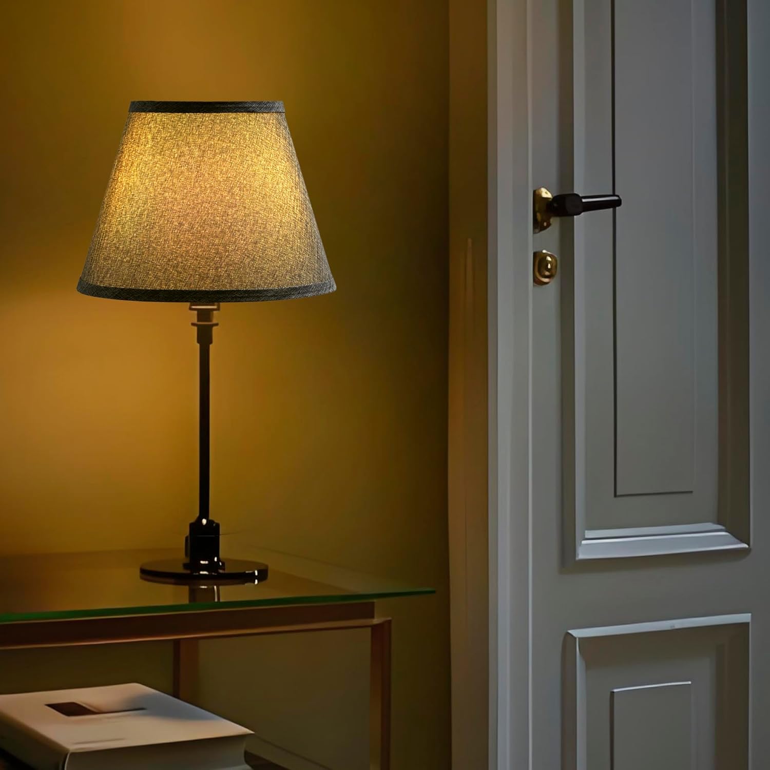 Small Empire Lamp Shades Set of 2 – Grey Linen, 5.91" Top x 10.24" Bottom x 7.48" H, Fits E26 Sockets with Fixing Rings (Not for UNO Fitting), Table Lamp Replacement Shades(Assembly Required) - Image 6