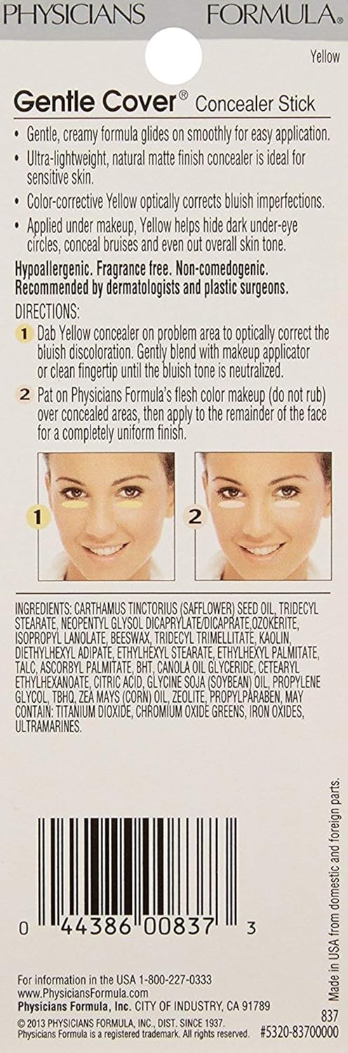 Physicians Formula Gentle Cover Concealer Stick, Yellow For Blemishes, Under-Eye Circles & Skin Imperfections - Image 5