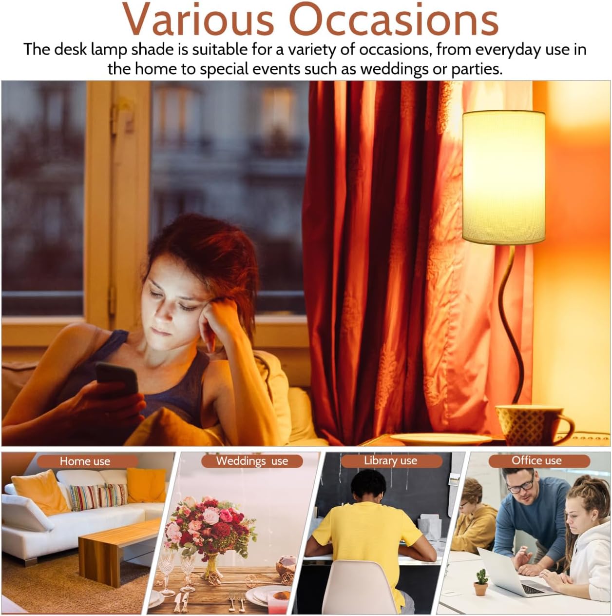 2pcs Lamp Shade, Light Fixture Replacement E27 Lampshade Light Shade Rustic Farmhouse Lampshade Barrel Fabric for Table Lamp & Floor Light, 5.1x7.9x5.1 inch (White) - Image 3