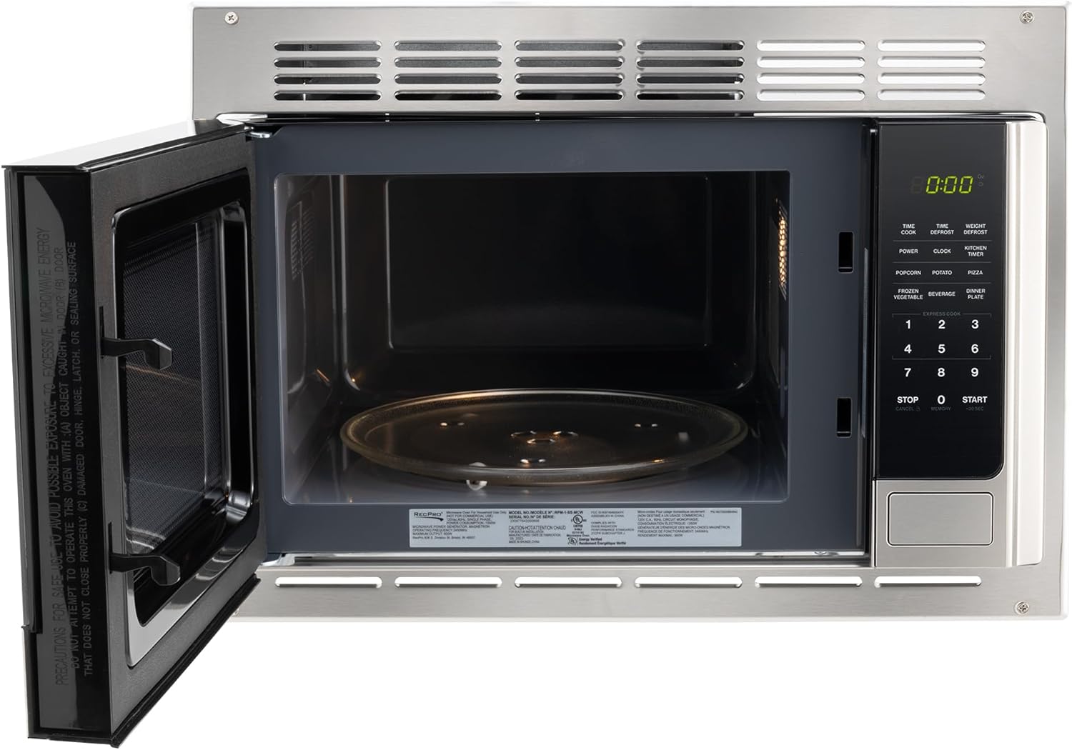 RecPro RV Microwave with Trim Kit | 1.0 Cu. Ft. | 900W | Direct Replacement for Greystone and High Pointe (Stainless Steel) - Image 8