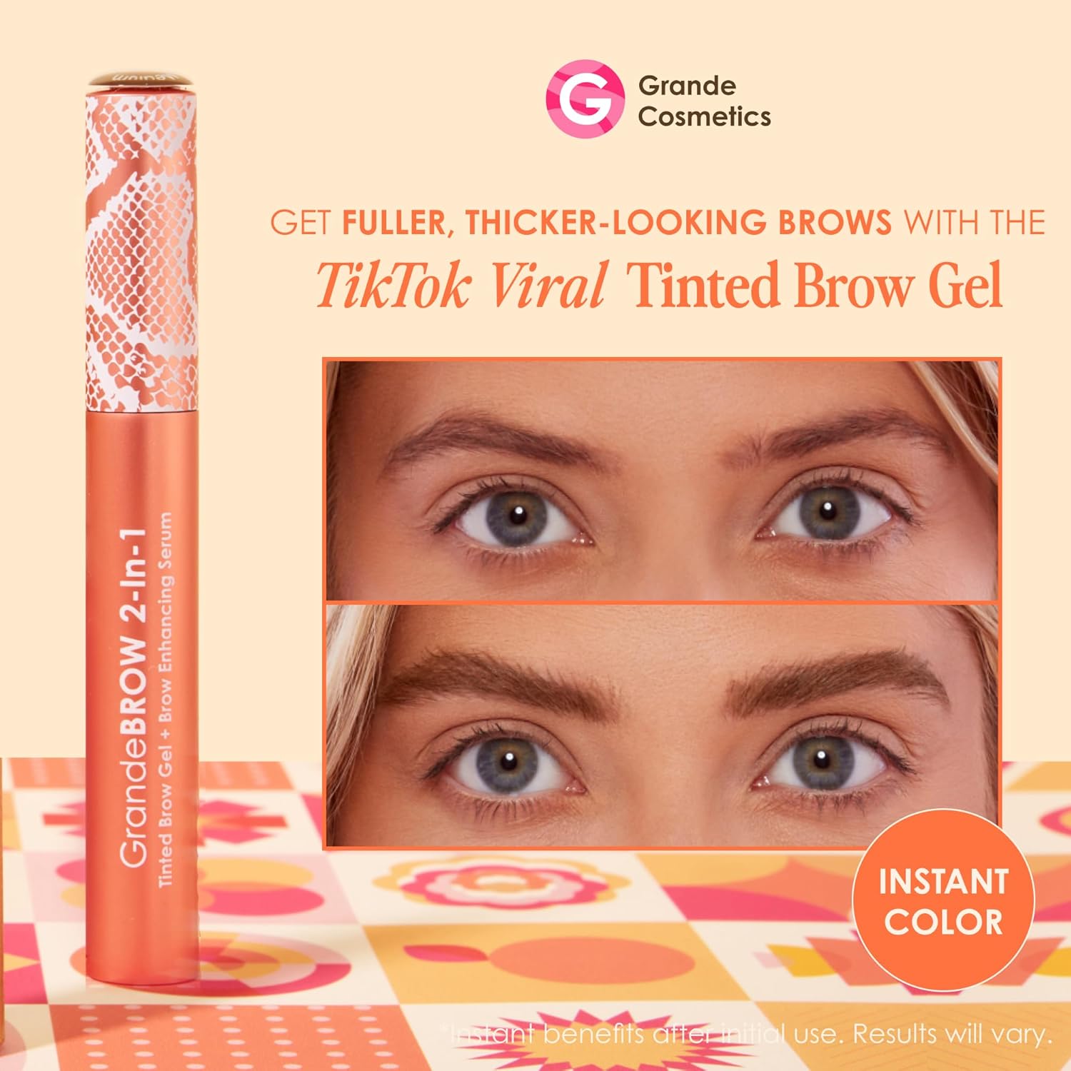 Grande Cosmetics GrandeBROW 2-in-1 Tinted Brow Gel + Brow Enhancing Serum - Image 2