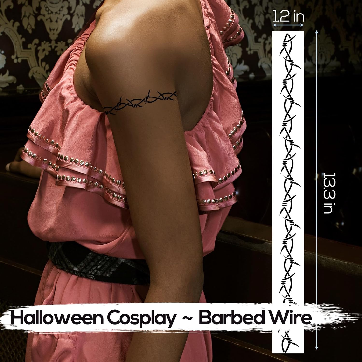 9-Sheet Barbed Wire Temporary Tattoos, Large Edgy Armbands Designs Tattoo Stickers for Men & Women - Waterproof Fake Tattoos for Concerts & Halloween - Image 6