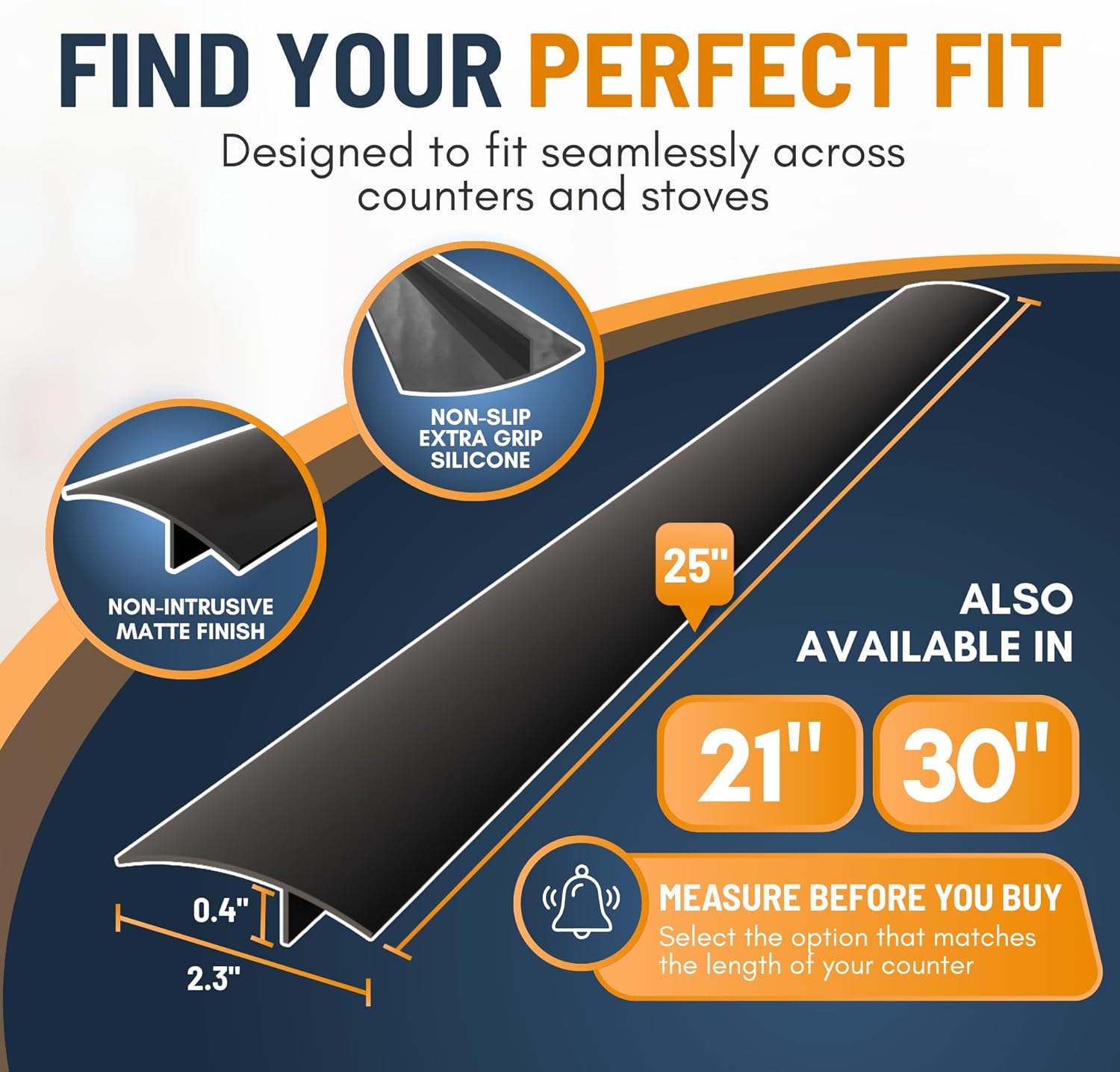 Linda’s Essentials Silicone Stove Gap Covers (2 Pack), Heat Resistant Oven Gap Filler Seals Gaps Between Stovetop and Counter, Easy to Clean Stove Gap Guard (25 Inches, Black) - Image 2