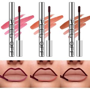 LANGMANNI 3 Colors Long-Lasting Peel Off Lip Liner Set, Waterproof & Smudge-Proof Matte Lip Liners Gift Makeup For Girls (#1+2+3)