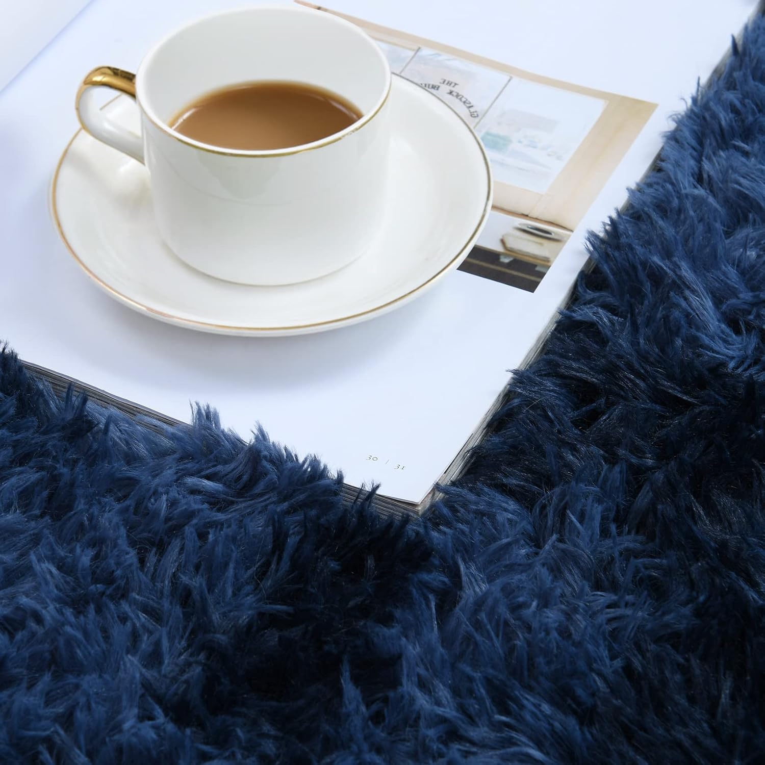 duduta Navy Blue Fluffy Bedroom Rug 3x5 ft, Tie-Dye Shag Plush Area Rug for Nursery Playroom Dorm Living Room Decor - Image 2