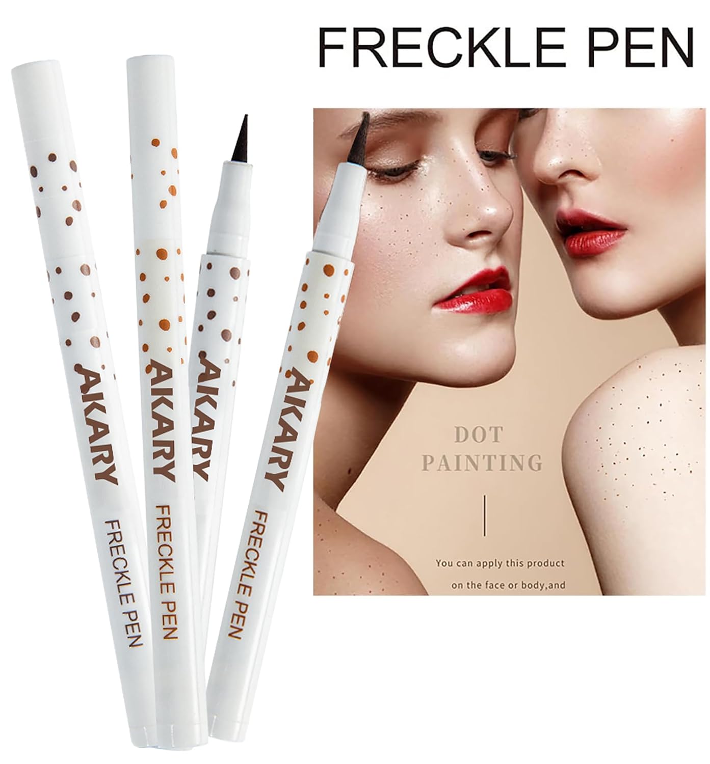 AKARY Freckle Pen Professional Lifelike Face Concealer Point Out Natural Waterproof Longlasting Soft Artificial Freckles Fine Makeup Freckle Pen Life Face Decoration (#02 Natural coffee) - Image 3