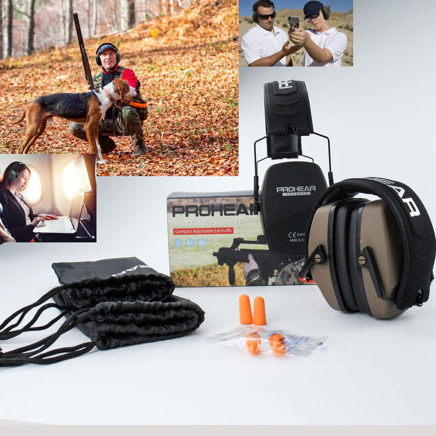 PROHEAR 016 Shooting Ear Protection Earmuffs 2 Pack, NRR 26dB for Gun Range, Hunting -Black and Brown - Image 7