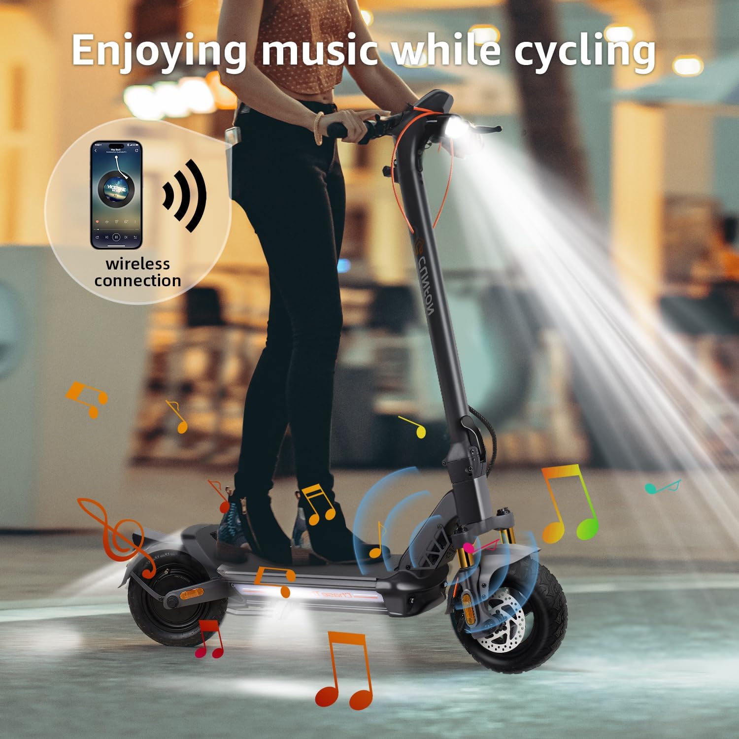 Electric Scooter, 1200W Motor, MAX 50 Miles Long Range & 31 mph Top Speed, with 10.5" Off Road Tires, Dual Brake & Dual Suspension Commuting E-Scooter for Adults and Teens - Image 5