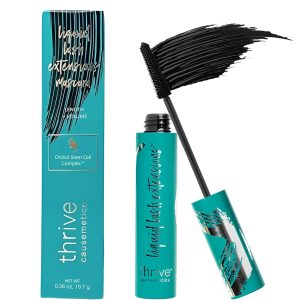 Thrive Mascara Liquid Lash Extensions, Tubing Mascara Cosmetics Natural Volumizing Lengthening Eye Makeup, Waterproof & Smudge-Proof, Long-Lasting No Clumping (Rich Black)