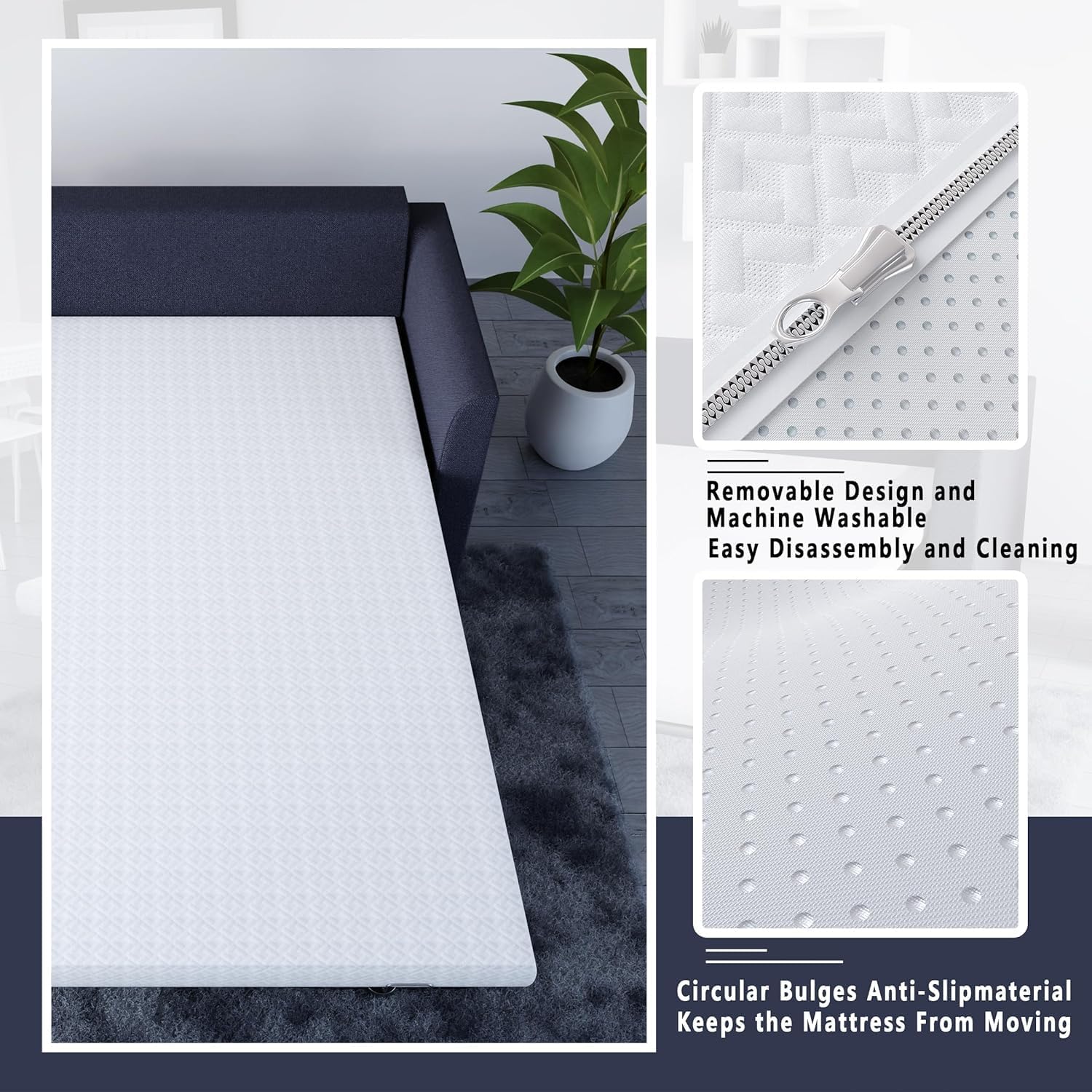 5 Inch Memory Foam Replacement Mattress for Sleeper Sofa and Couch Beds,Queen Size,CertiPUR-US Certified,Washable Cover(Sofa Not Included) Generic Dimensions - Image 4