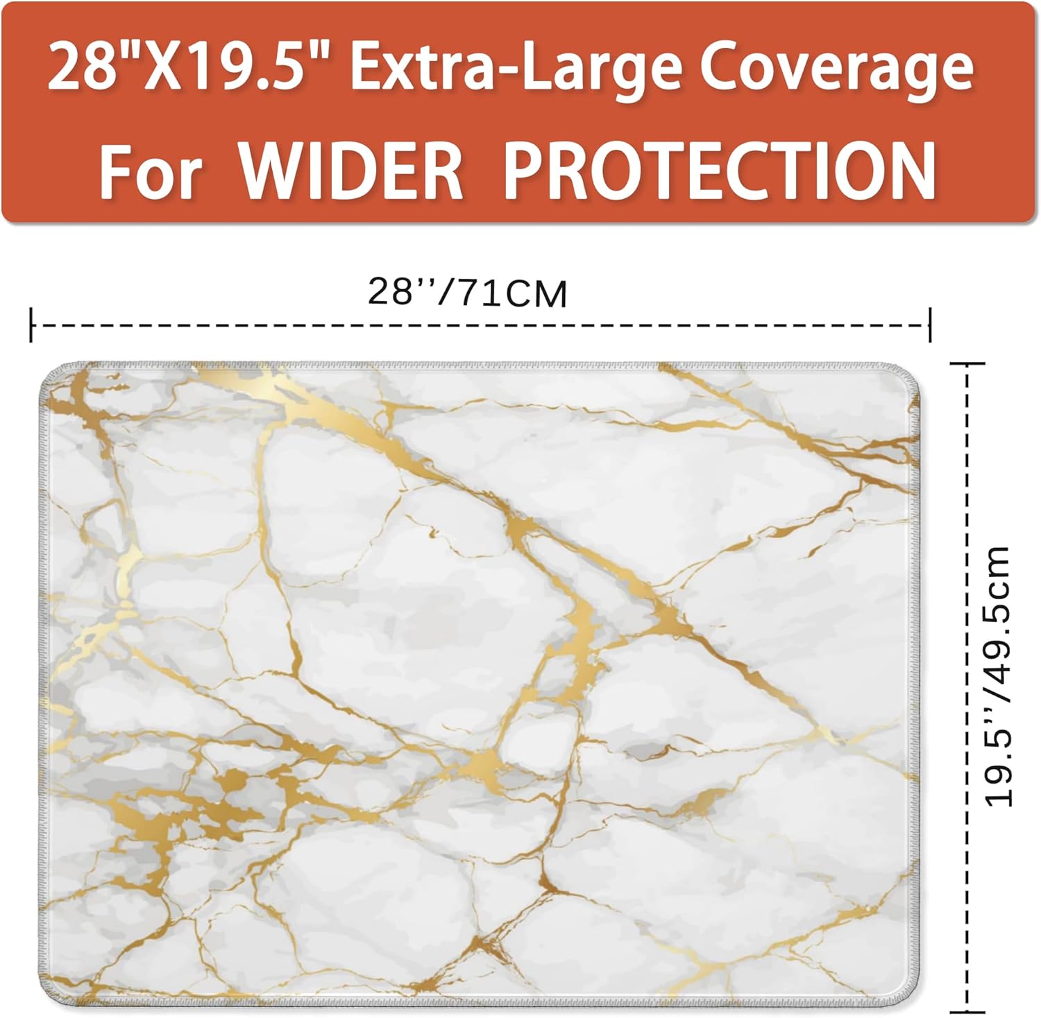 White Gold Stove Top Covers for Electric Stove,Abstract Marble Glass Cooktop Cover Protector,Anti-Slip Heat Resistant Range Cooktop Cover Mat 28"x19.5" - Image 4