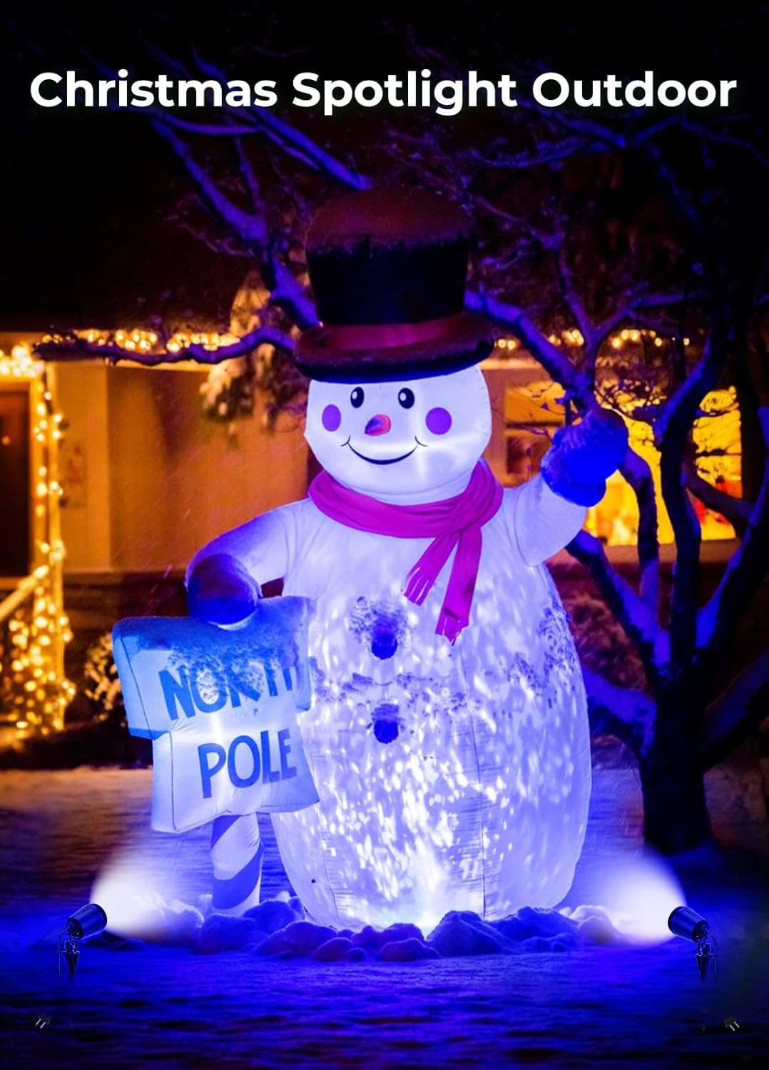 Christmas Spotlights Outdoor, 120V Plug-in Halloween Spot Light, 5000K LED Landscape Lighting with 5 Color Lenses (Red Green Blue Purple Yellow), IP67 Waterproof, 2 Pack - Image 6