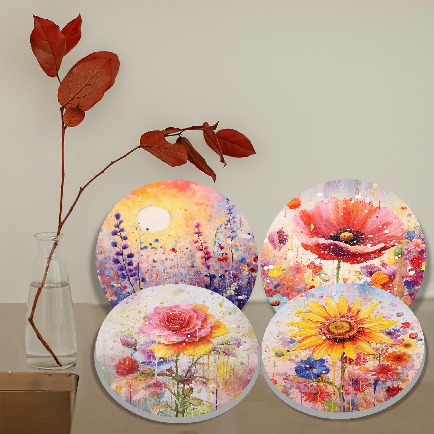 Tucocoo Stove Burner Covers, Abstract Floral Gas Stove Burner Covers Set of 4, 8 Inches and 10 Inches Stove Top Covers for Electric Stove Metal Stove Cover Gas Stove Top Covers, Flowers Kitchen Decor - Image 7