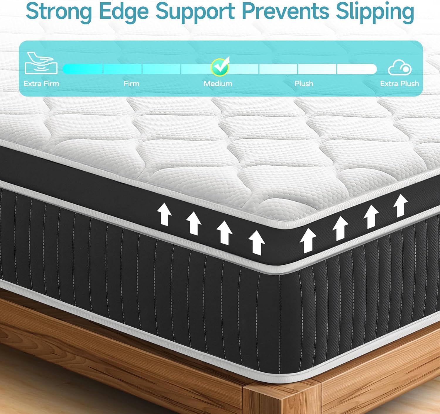 14 Inch Queen Mattress, Upgrade Strengthen Queen Size Hybrid Mattresses in a Box, Gel Memory Foam Queen Mattress with Motion Isolation & Pressure Relief, Strong Edge Support, Medium Firm - Image 6
