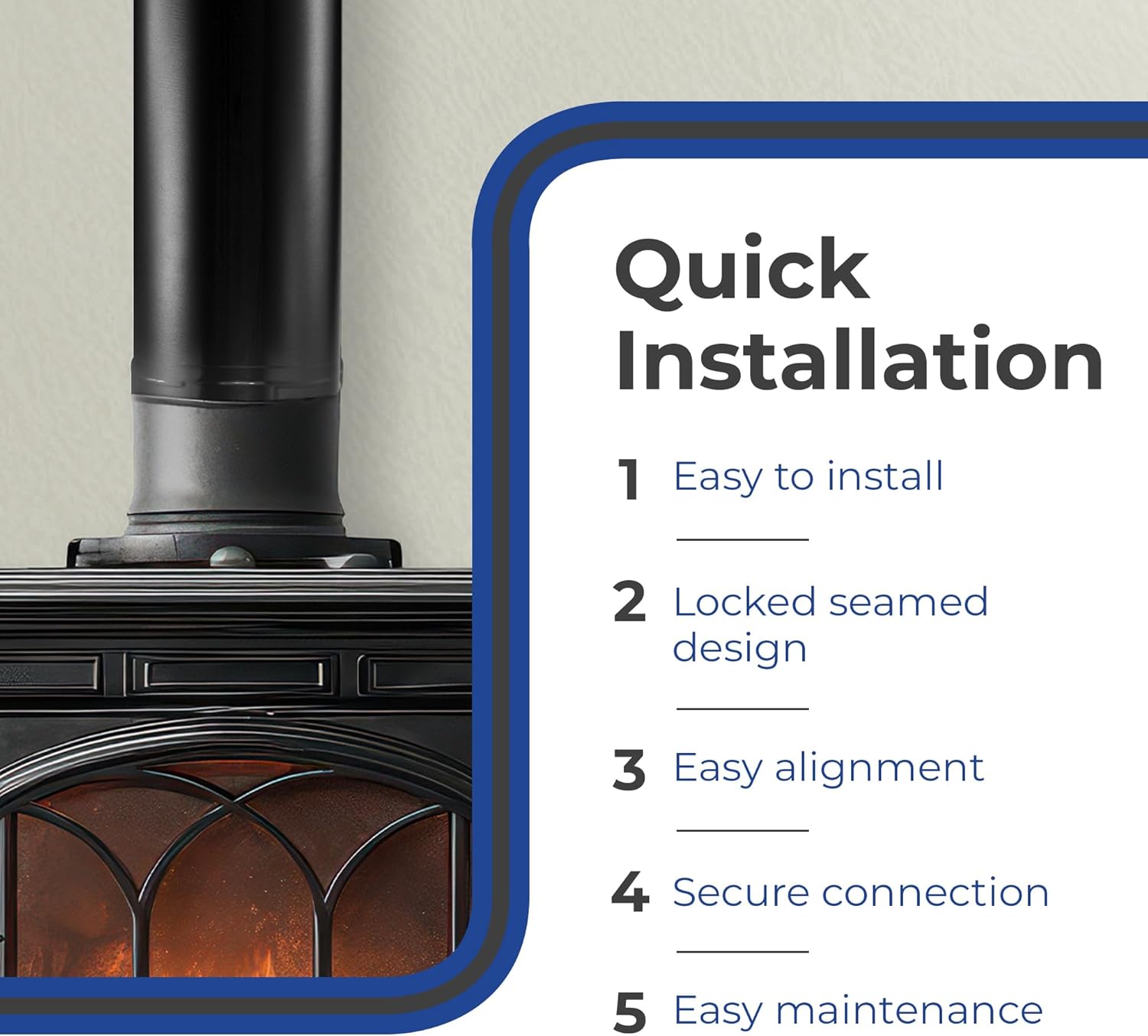 DuraVent DVL Double-Wall Chimney Stove Pipe, 6" x 48" - Galvanized Steel Vent and Exhaust Connector for Wood, Oil, Coal or Gas Stoves, Quick Install, Draft-Enhancing Venting Stovepipe - Image 4