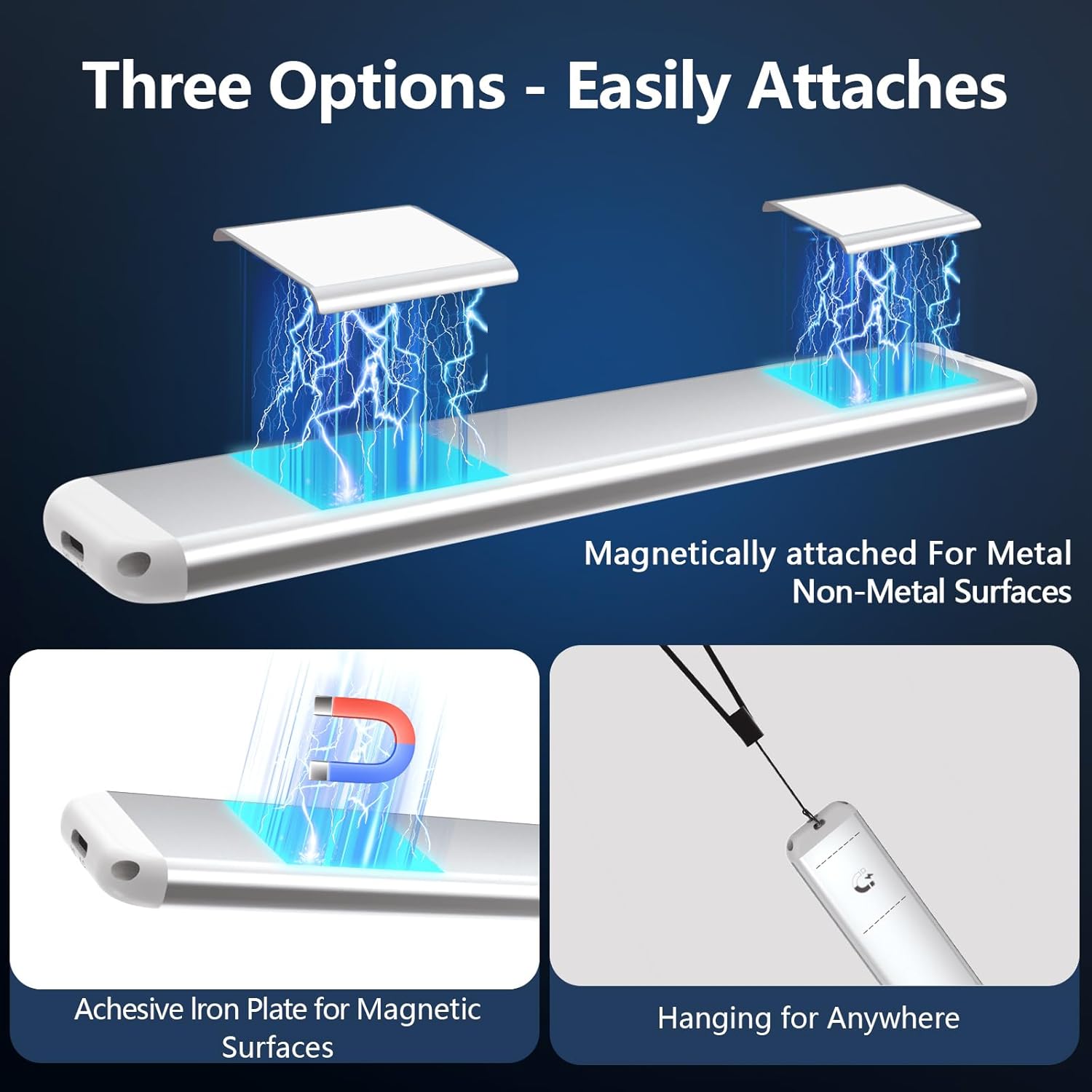 Under Cabinet Lighting, 3 Colors, Motion Sensor Light Indoor, LED Rechargeable Closet Lights Battery Operated, Dimmable Night, Stick-On Magnetic Cabinet Lights for Kitchen Stairs Hallway - Image 5