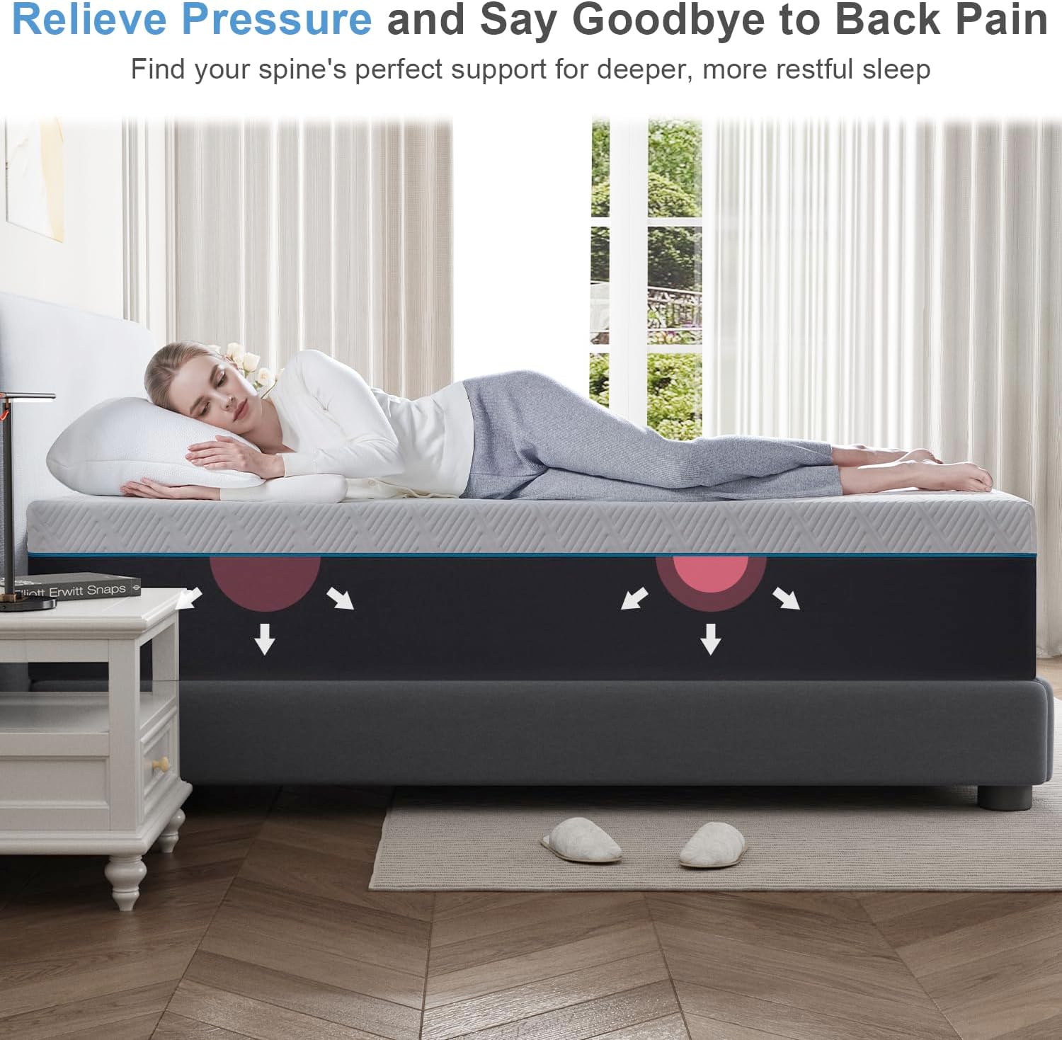 10 Inch Full Size Cooling Memory Foam Mattress - Medium Firm Gel-Infused for Pressure Relief & Cool Sleep, Breathable Comfort in a Box (54''W x 75''L) - Image 2