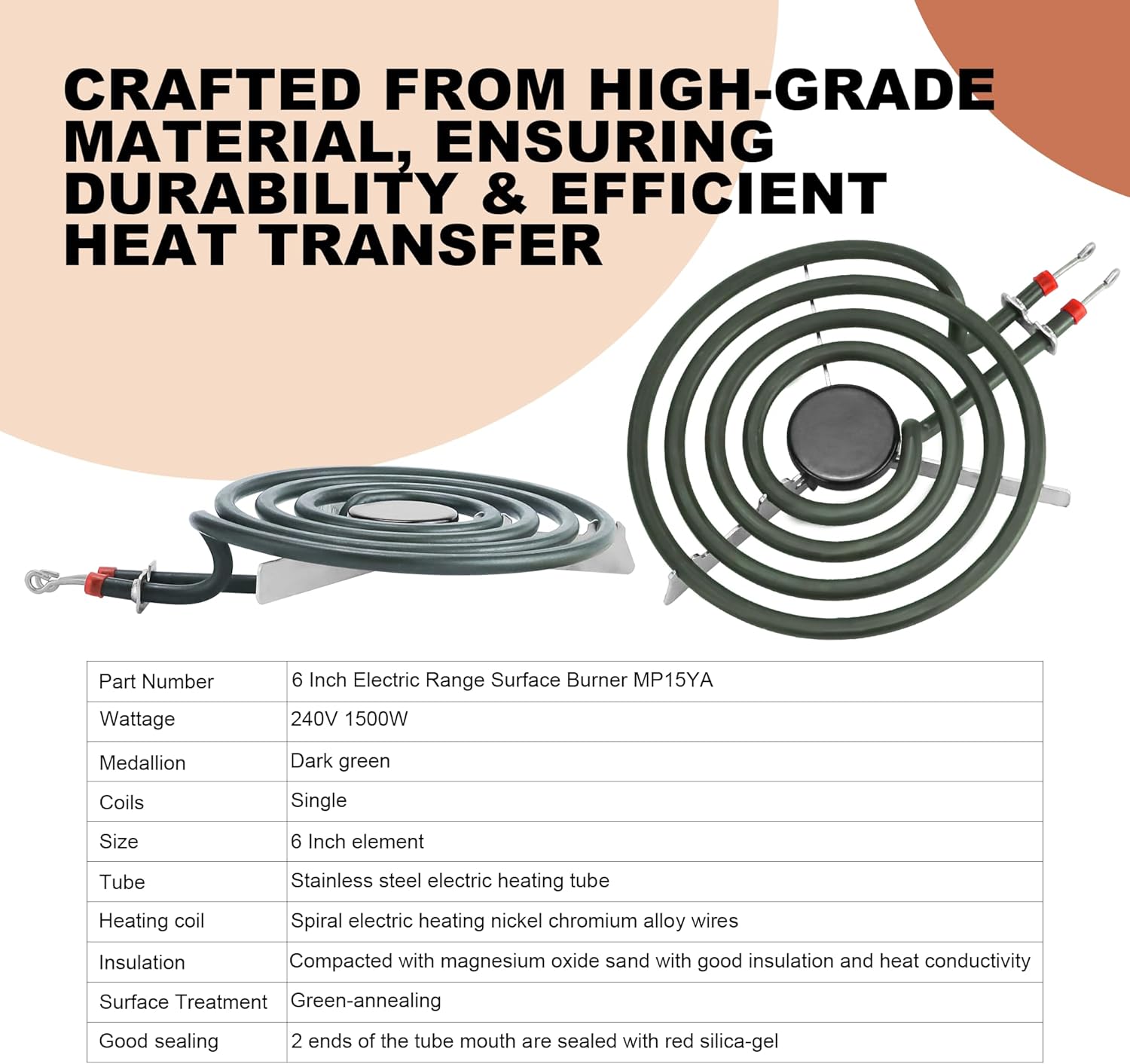 Stove Element Replacement for Aman.a Whirlpool Ke.nmore Electric Range Burner-MP22YA Electric Range Burner Element Set Includes 2Pcs 8-Inch MP21YA & 2Pc6-Inch MP15YA - Image 9