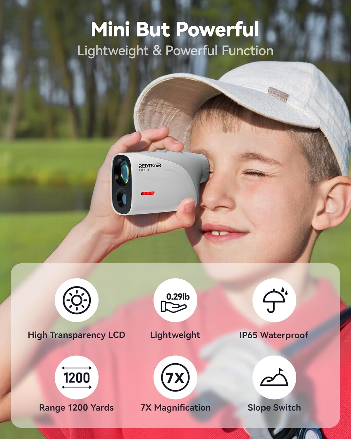 REDTIGER Mini Golf Range Finder with 1200 Yards, IP65 Waterproof and Slope Switch, 7X Magnification, Magnetic & Rechargeable Golf Rangefinder, Flag Pole Lock Vibration - Image 2