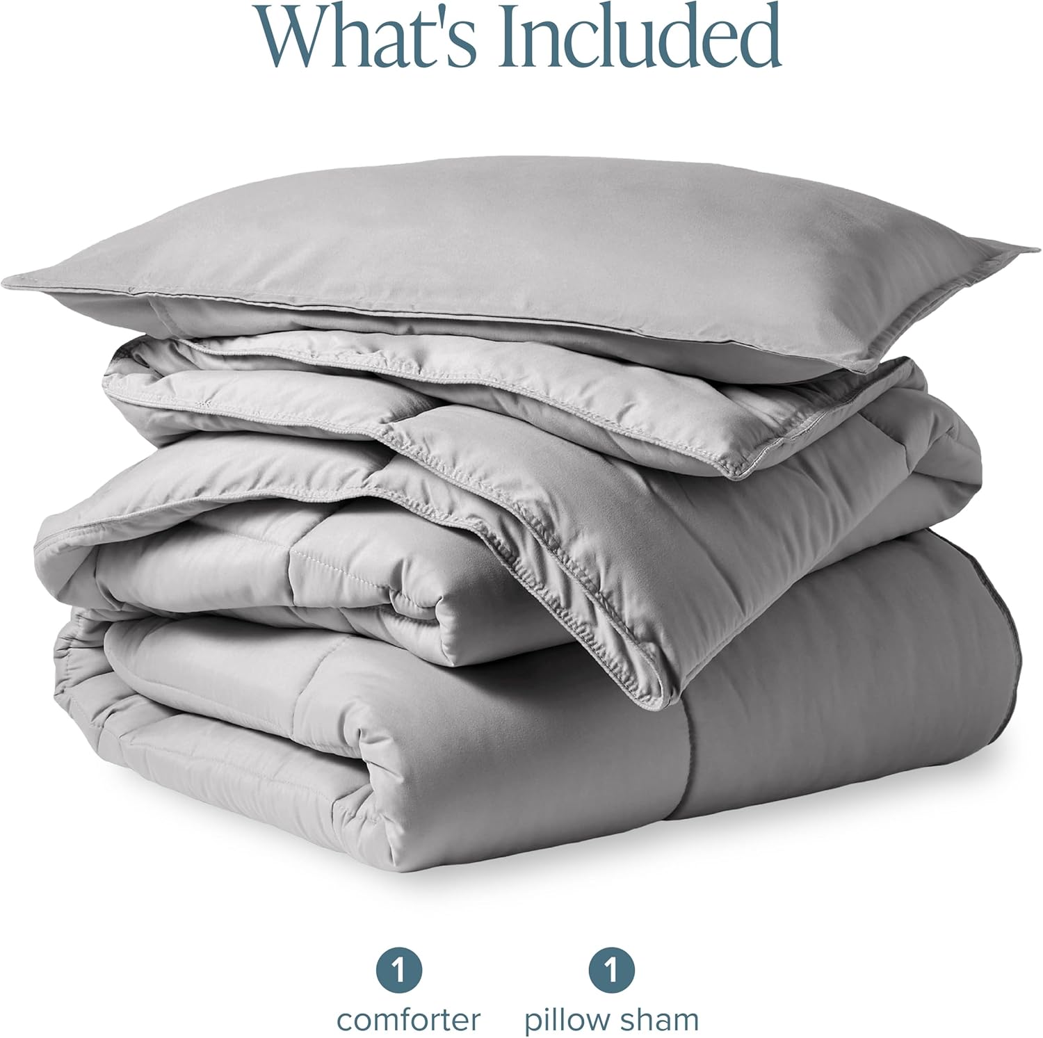 Bare Home Comforter Set - Twin/Twin Extra Long Size - Ultra-Soft - Goose Down Alternative - Premium 1800 Series - All Season Warmth (Light Grey) - Image 7