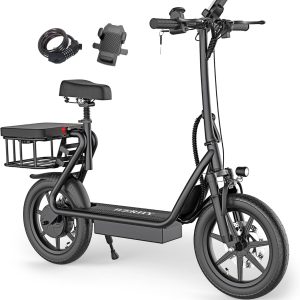 WERHY Electric Scooter，Max 27/49 Miles Ranges, Top Speed 22 mph, 500W Motor, 14'' Tires, Foldable E-Scooter with Suspension, Digital Display, Cruise Control,Rear Seat Box/Basket