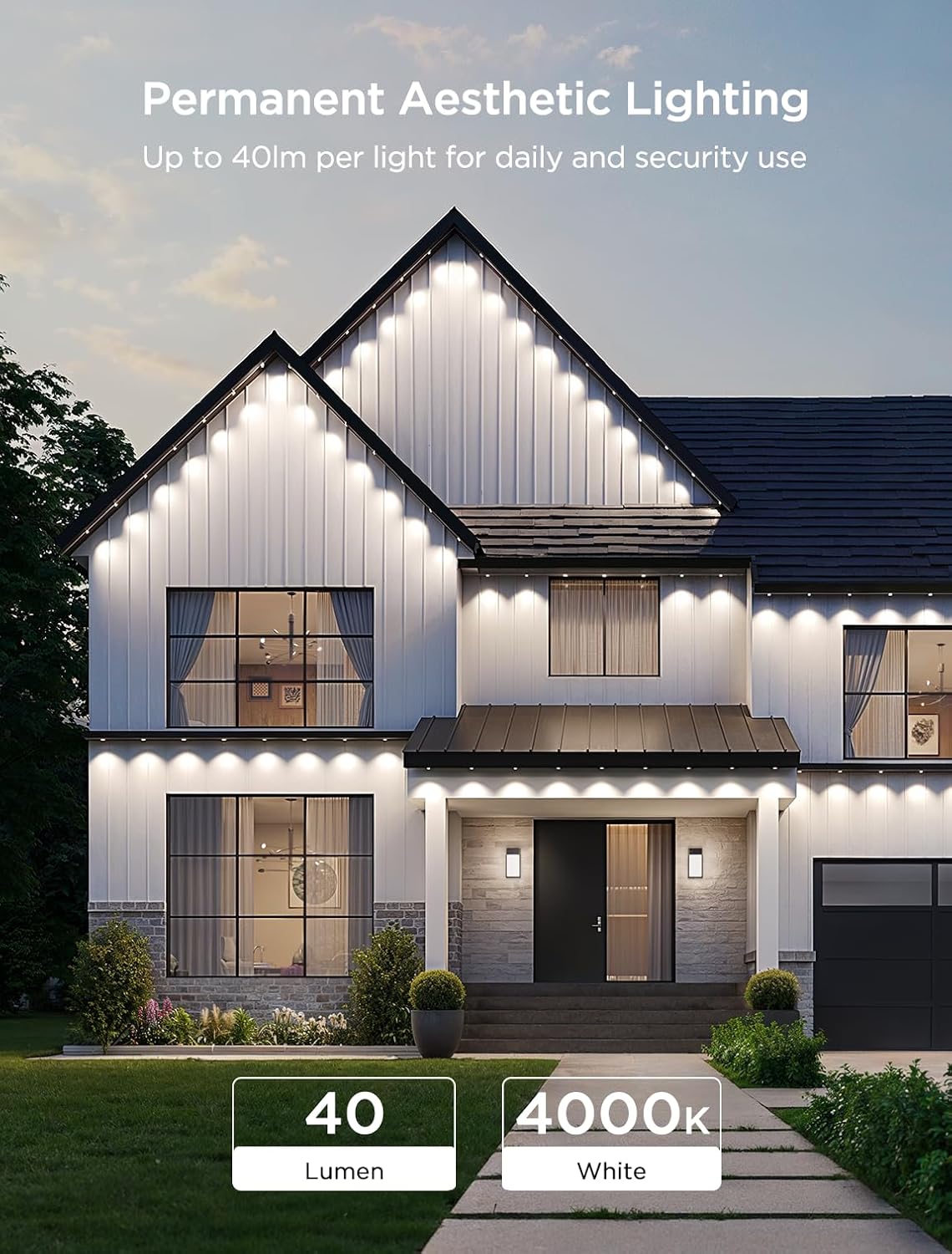 Govee Permanent Outdoor Lights 2, 100ft RGBIC Outdoor Lights with 72 LED Lights, IP67 Waterproof, 100 Scene Modes with 40lm White for Outdoor Decorations, Works with Alexa, Google Assistant, White - Image 6