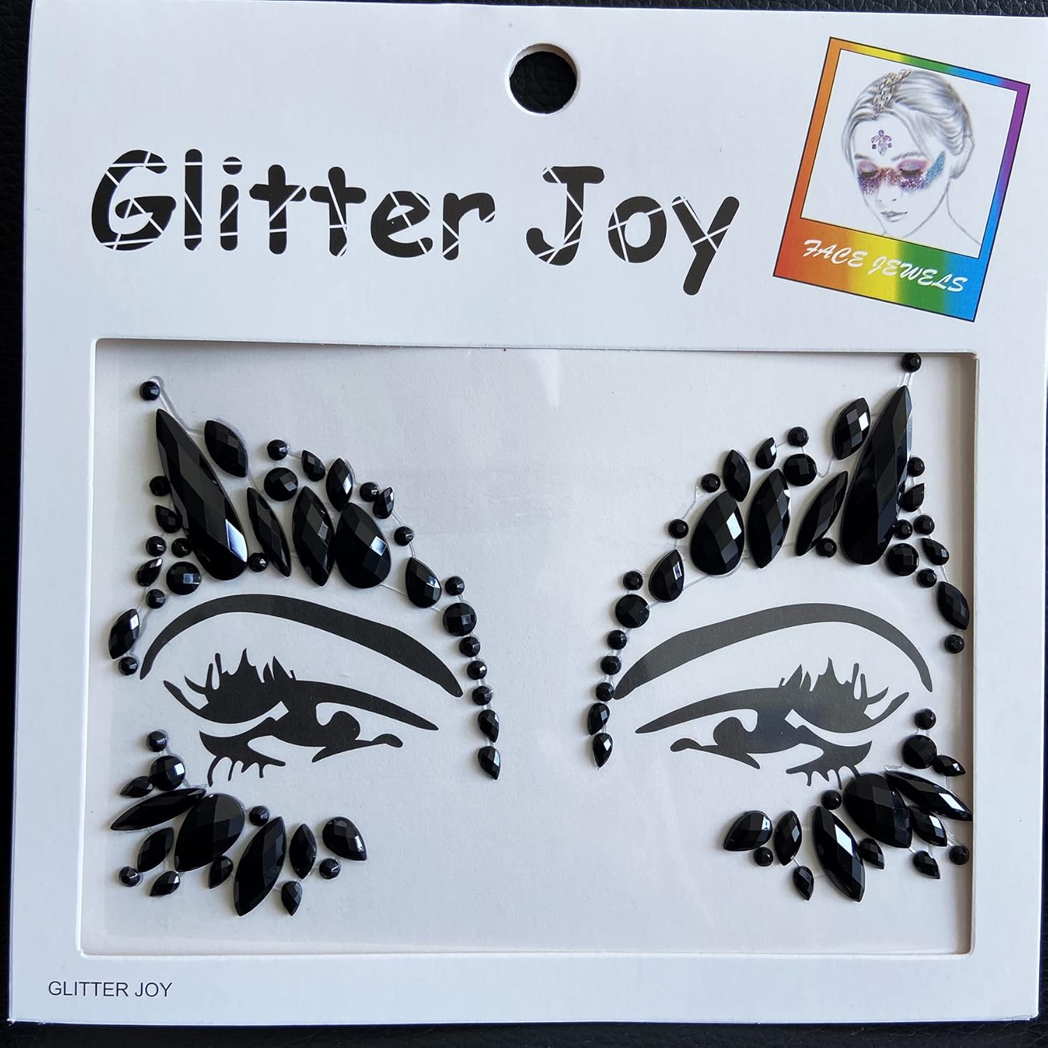 Face Gems Jewels, Festival Face Jewels Tattoo Stickers,Face Gems Stick on, Body Gem Stones Temporary Face Tattoos for Festival,4-Pack, Black - Image 4