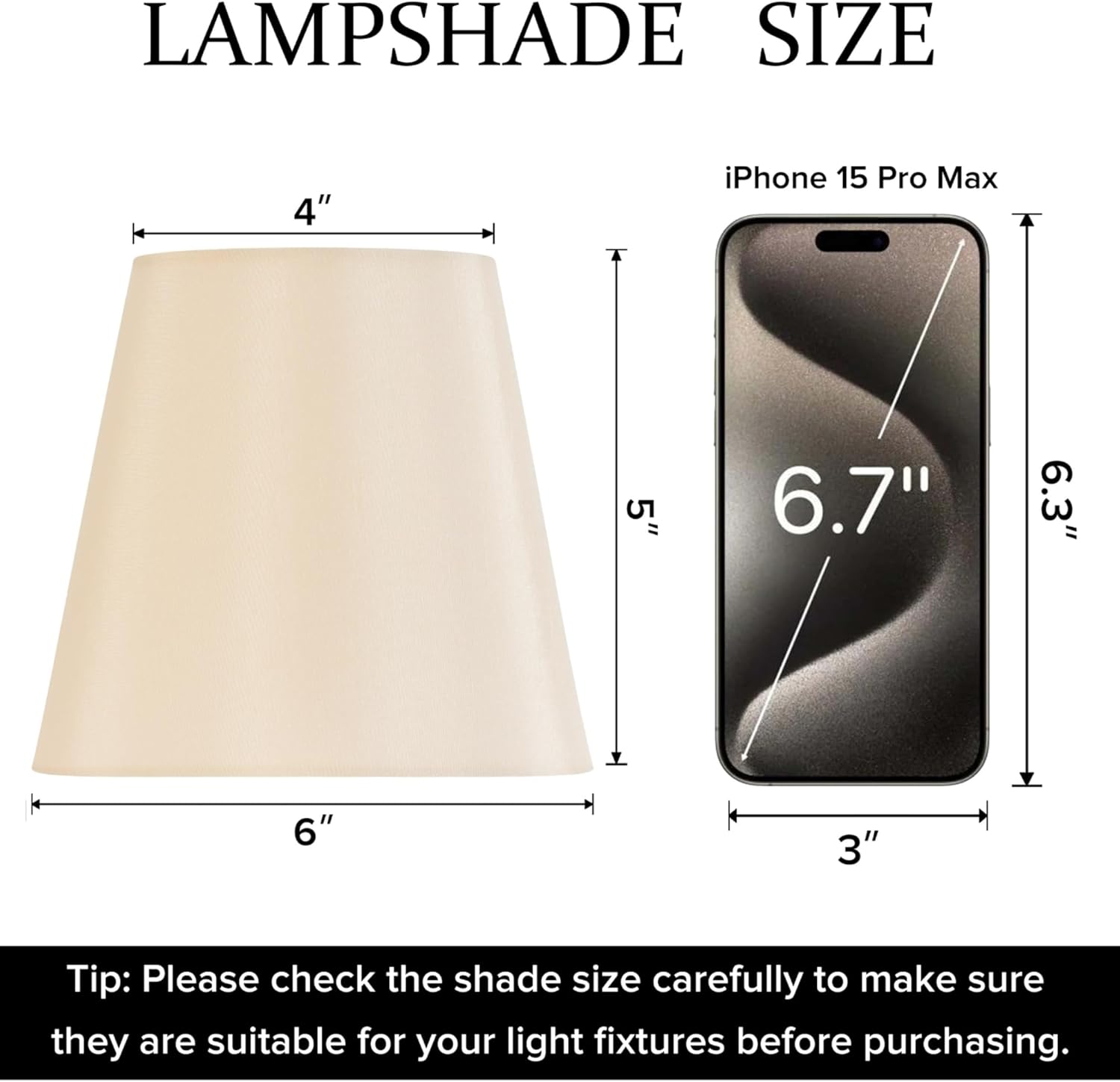 Set of 6 Yellowish Beige Chandelier Lamp Shades, 4" Top x 6" Bottom x 5" Height (Clip on Bulb) Small Lamp Shade, Faux Silk Fabric Lampshade for Wall Lamp, Desk Lamp, Replacement Lampshade by GO&SO - Image 2