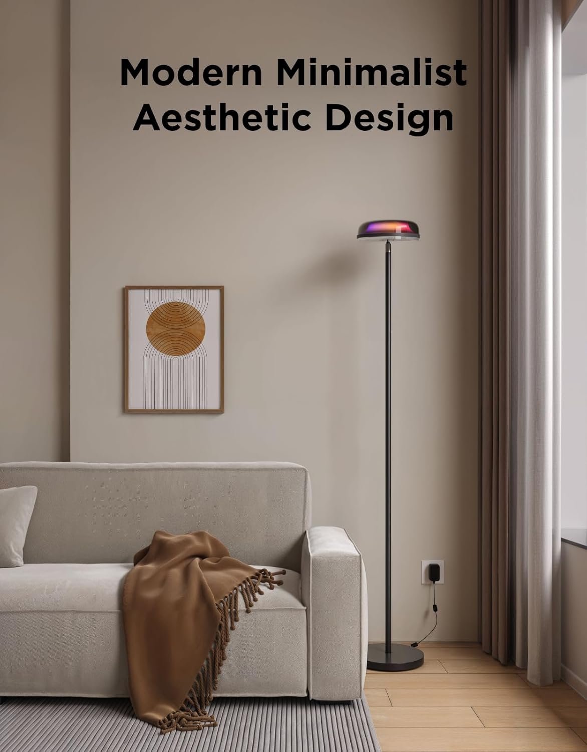 Govee Uplighter Floor Lamp for Living Room, RGBIC Ripple Projector, Floor Lamp for Bedroom Works with Matter, 215 ft² Light Area, 1000lm LED Modern Corner Floor Light, Warm Cool White Standing Lamp - Image 7