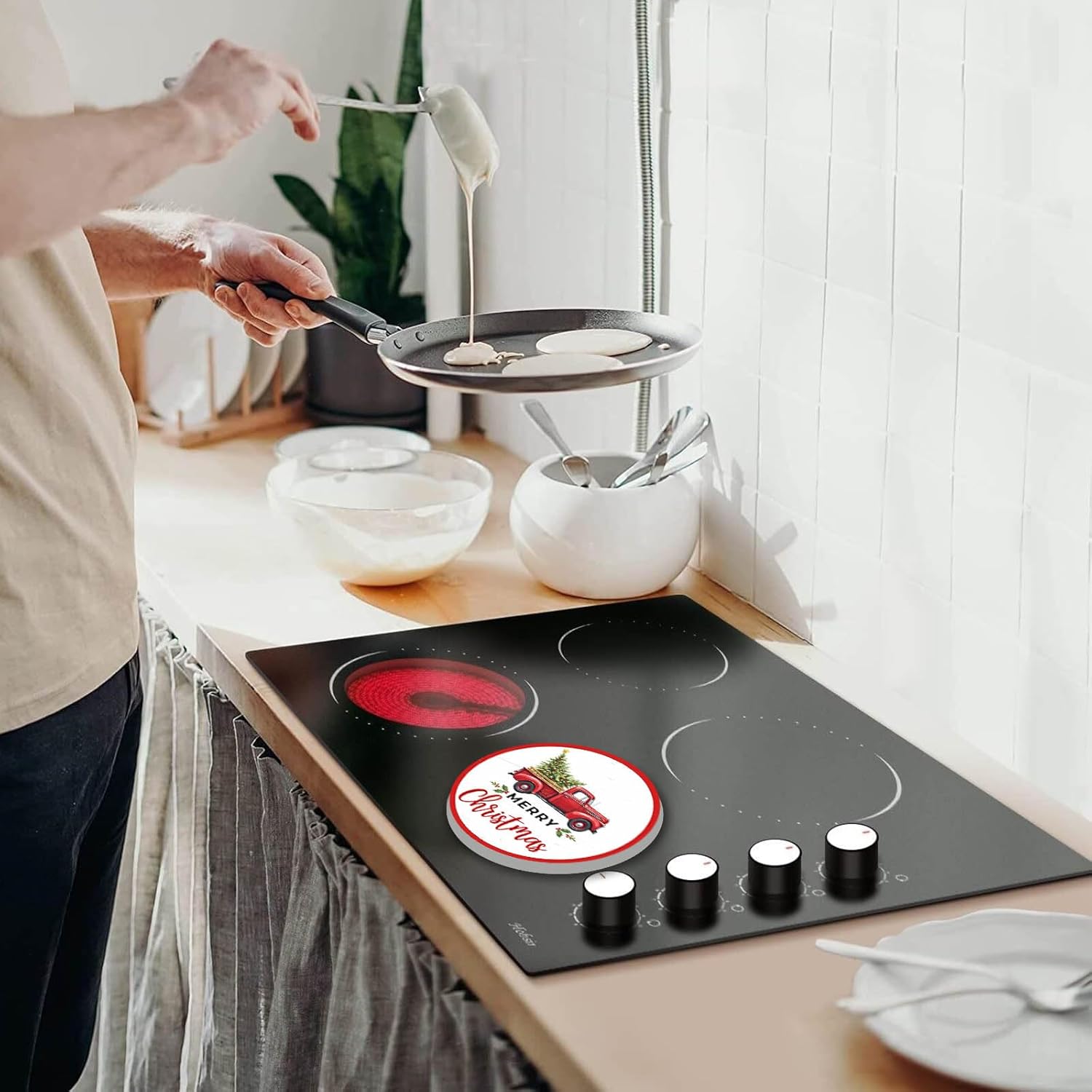 Ginger Man Snowmen Santa Electric Stove Burner Covers,Christmas Party Round Metal Stove Burner Covers, Set of 4,Stove Top Covers for Electric Stove Cooktop Decorative Home Kitchen Decor Holiday - Image 3