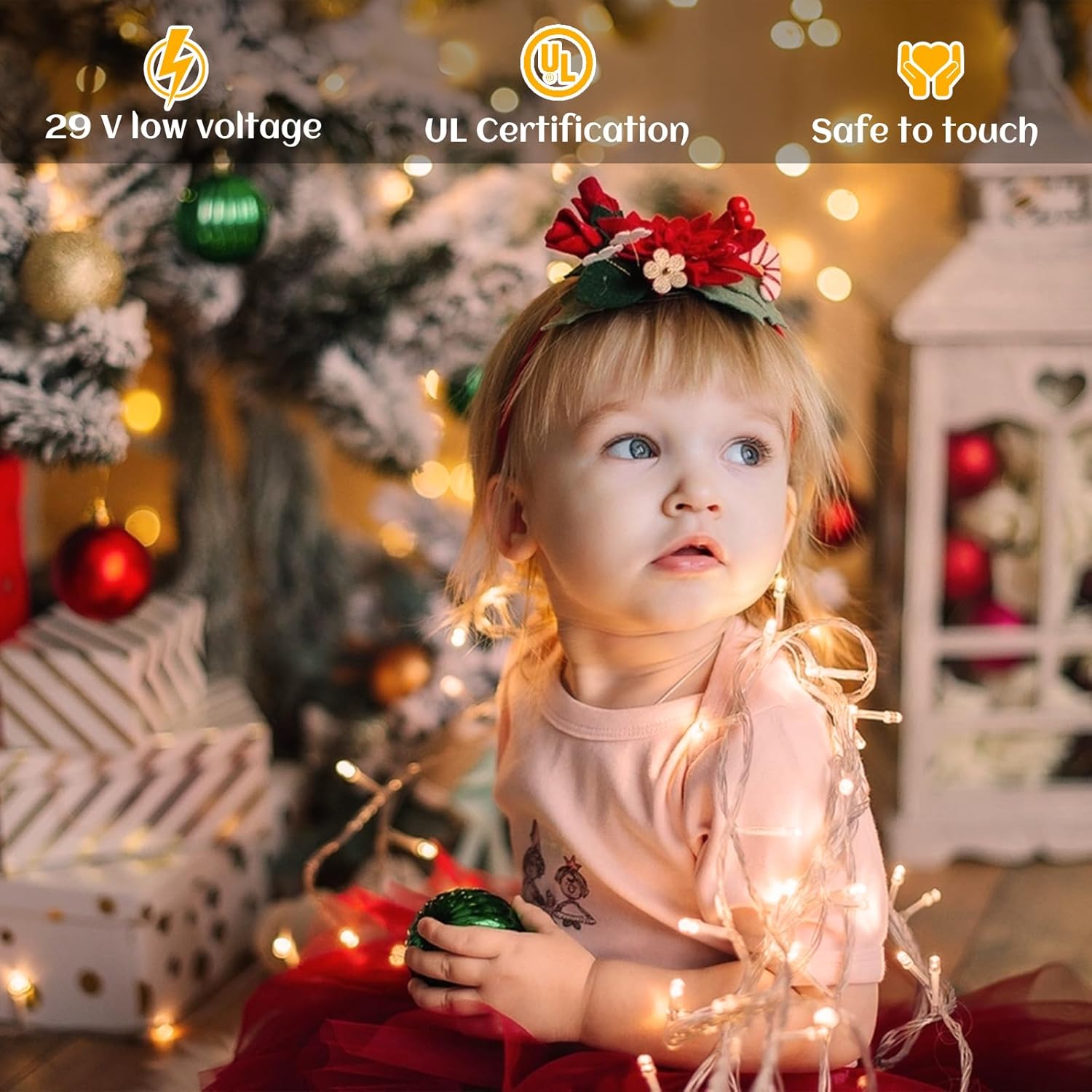 Icicle lights Outdoor - 33ft Christmas Lights with 400LED 75 Drops 8 Modes, Plug in Curtain String Lights Waterproof for Holiday Wedding Party Home Garden Bedroom Indoor Decoration, Warm White - Image 3