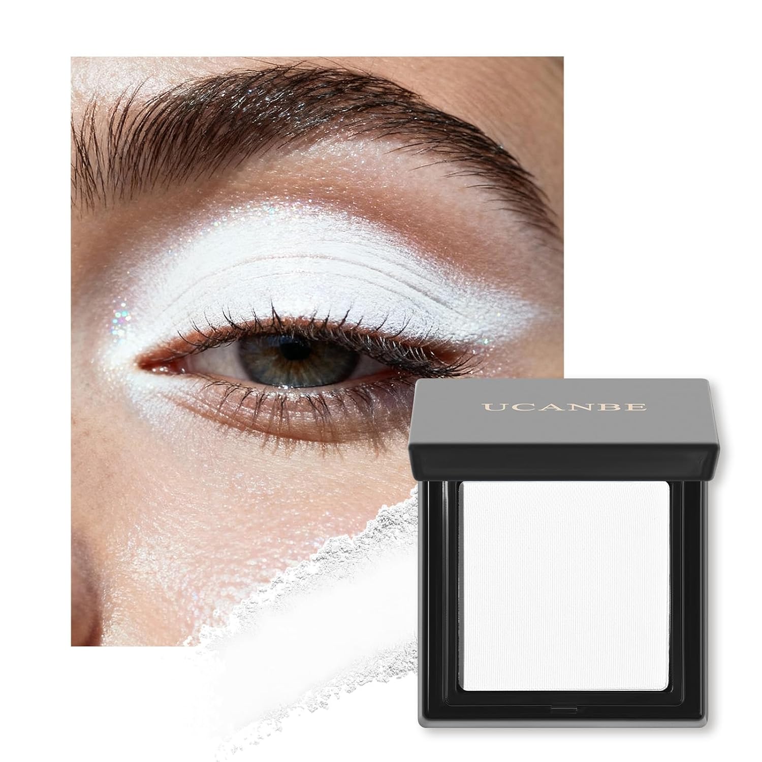 UCANBE White Single Eyeshadow Palette, Highly Pigmented Matte Eye Shadow Powder, Professional Long-Lasting Waterproof Makeup Palette