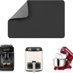 LOPNUR 14"x10" Small Appliance Slider, Appliance Sliders for Kitchen Appliances, 360° Rotating Sliding Tray for Coffee Maker, Heat Resistant Mat Cut to Fit Stand Mixer Air Fryer Microwave, Gray
