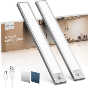 Under Cabinet Kitchen Lights, Motion Sensor Dimmable 21cm 1500mAh 6500K LED Under Counter Rechargeable Wardrobe Indoor Night Lights for Kitchen Shelf Stairs Closet 2 Pack