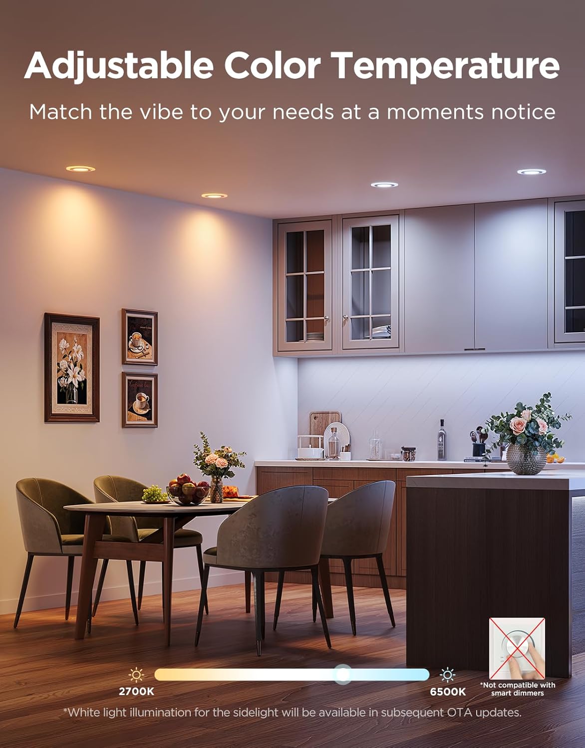 Govee Smart Recessed Lighting 6 Inch, Matter RGBIC LED Recessed Light Work with Alexa, Google Assistant, Dimmable 1100LM Canless Downlight with Junction Box for Living Room, Bedroom, Kitchen 4 Pack - Image 4