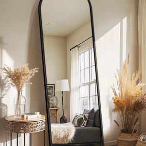 Delma Arched Mirror Full Length,Standing Mirror Full Body,Large Floor with Stand for Wall Entryway Door Bedroom Bathroom Living Room