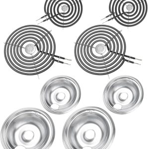 GE Drip Pans and Stove Burner Element Unit Set, Perfectly Fit WB30M1 & WB30M2 -Replacement for GE Hotpoint Stove Top