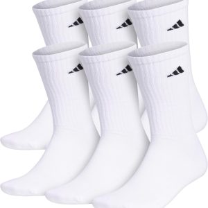 adidas Men's Athletic Cushioned 6-Pack Crew, Cushioned Crew Socks with Arch Compression for a Secure Fit