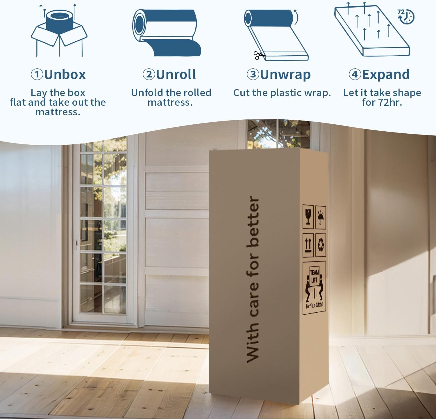 Queen Mattress, 12 Inch Hybrid Memory Foam Mattress in a Box, Pressure Relief, Pocket Springs for Motion Isolation, Medium Firm Support, CertiPUR-US Certified, Fiberglass Free - Image 6