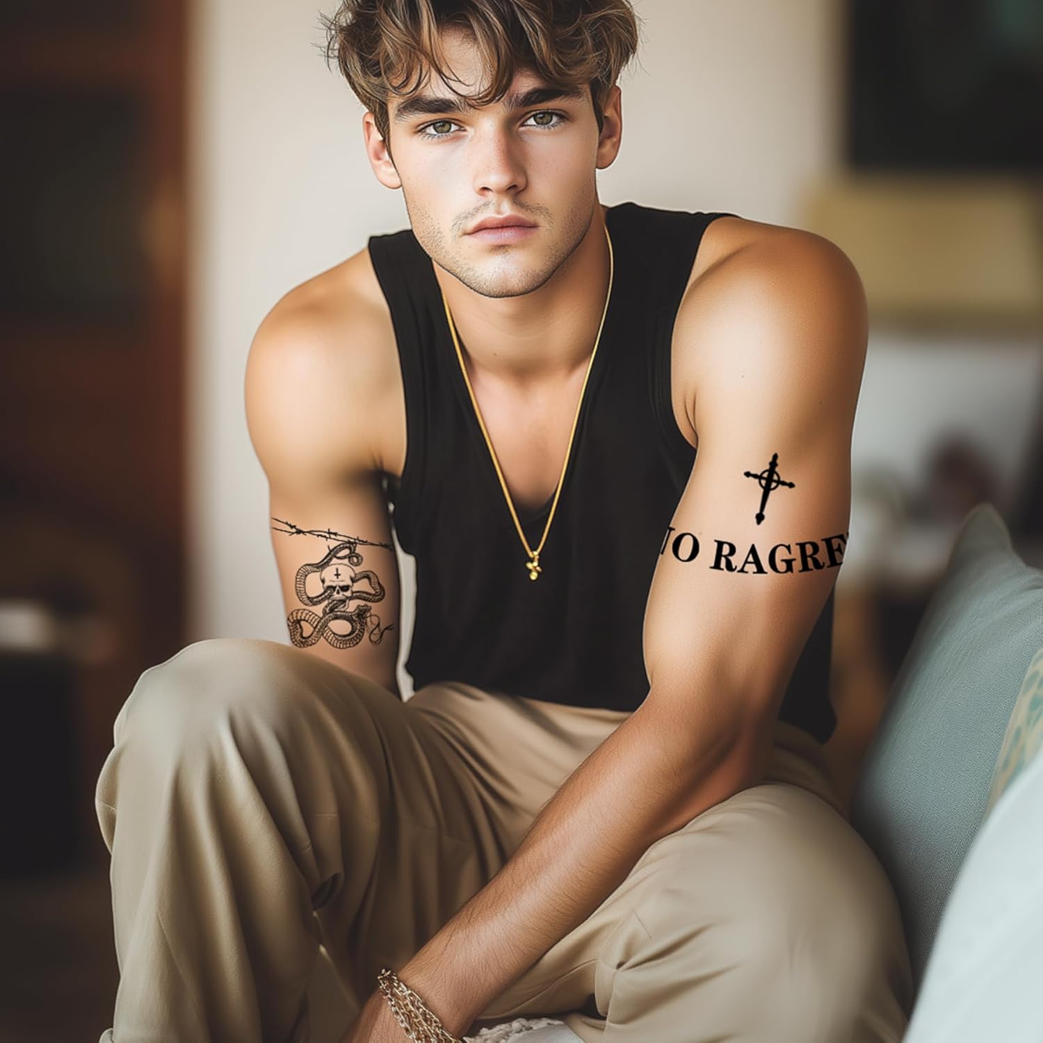 Temporary Fake Barbed Wire Tramp Stamp Realistic Tattoo Stickers for Adult Women Men,Neck Spine Wicked Tattoos for Halloween,Parties 4 sheets A (45+ styles) - Image 2