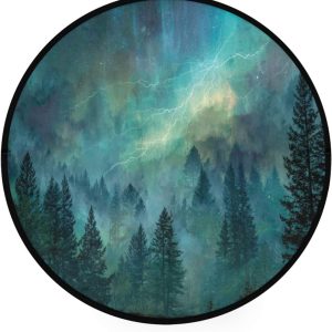 ALAZA Night Forest Round Floor Mat Non-Slip Absorbent Floor Mat for Living Room Bedroom Study Room,36.2 inch Diameter