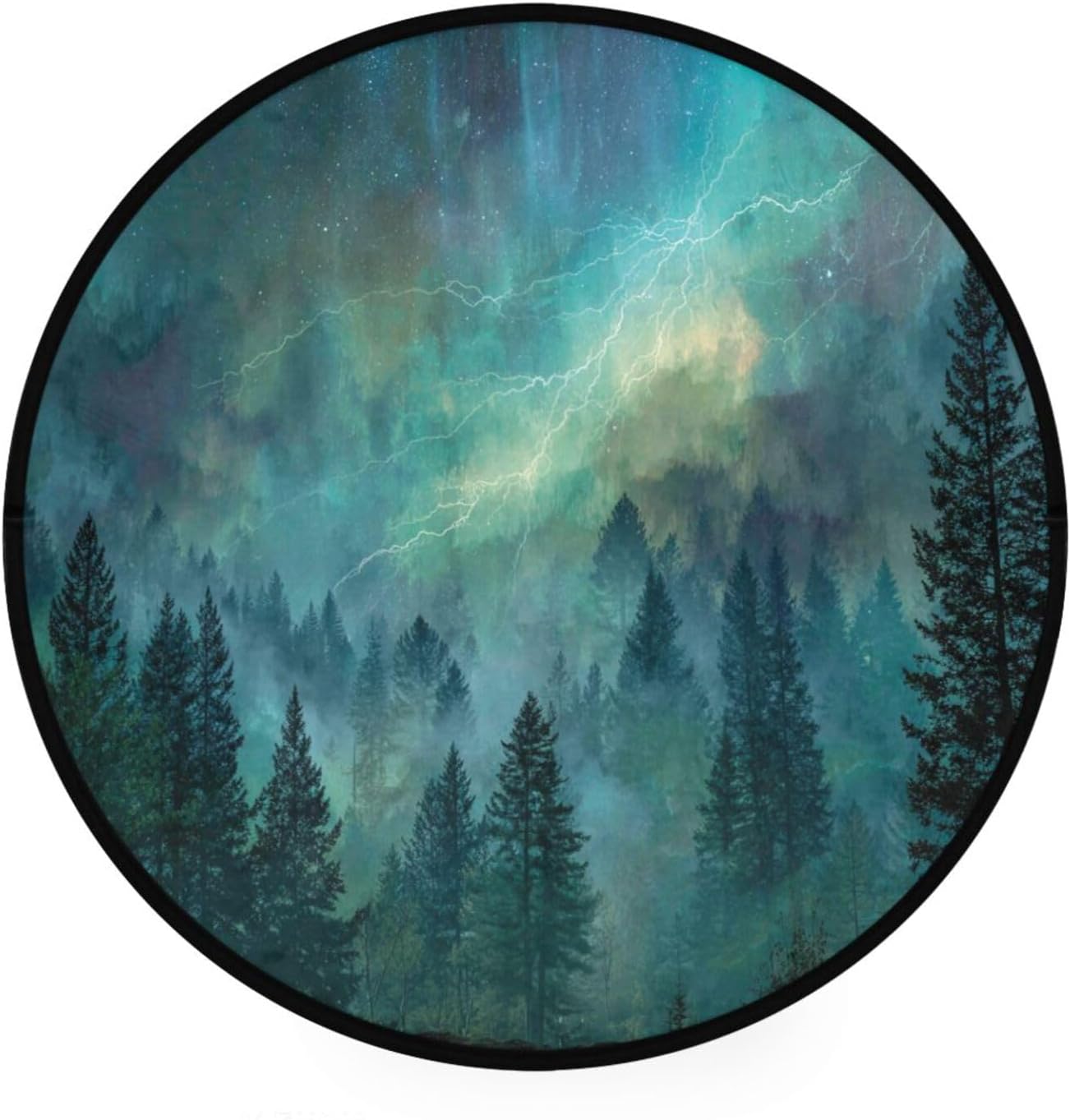 ALAZA Night Forest Round Floor Mat Non-Slip Absorbent Floor Mat for Living Room Bedroom Study Room,36.2 inch Diameter