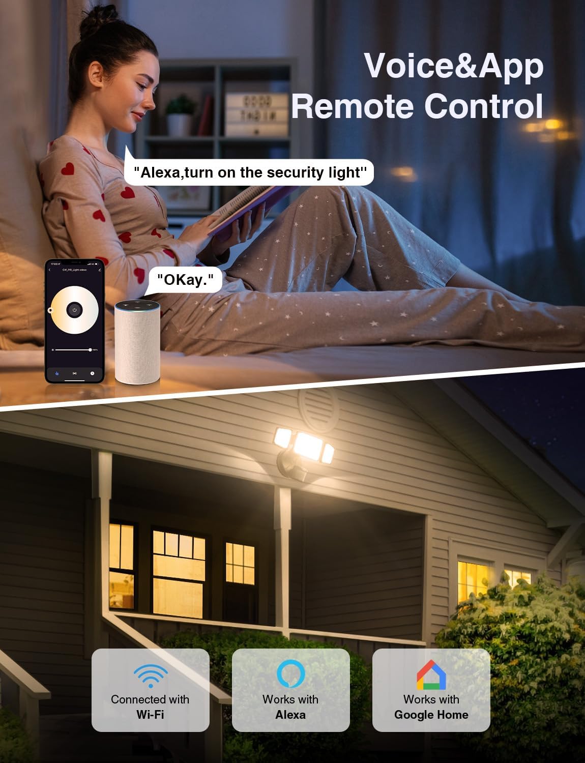 Onforu 65W Smart LED Security Lights Motion Sensor Light Outdoor, APP Control, Outdoor Motion Detector WiFi Alexa Flood Light 5500LM, 2500K-6500K, with Adjustable 3 Head - Image 2