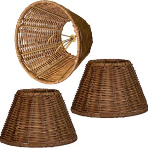 mini lampshades set of 3,Lamp Shade Rattan Clip-On shades,empire/barrel shape,woven rattan small lamps shades