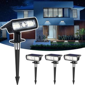 Toodour Solar Spot Light Outdoor, 4 Pack Solar Lights Outdoor with 2 Modes, Waterproof Solar Powered Flood Lights Landscape Lighting for Yard Garden Home Pathway Walkway Outdoor Decor - Cool White