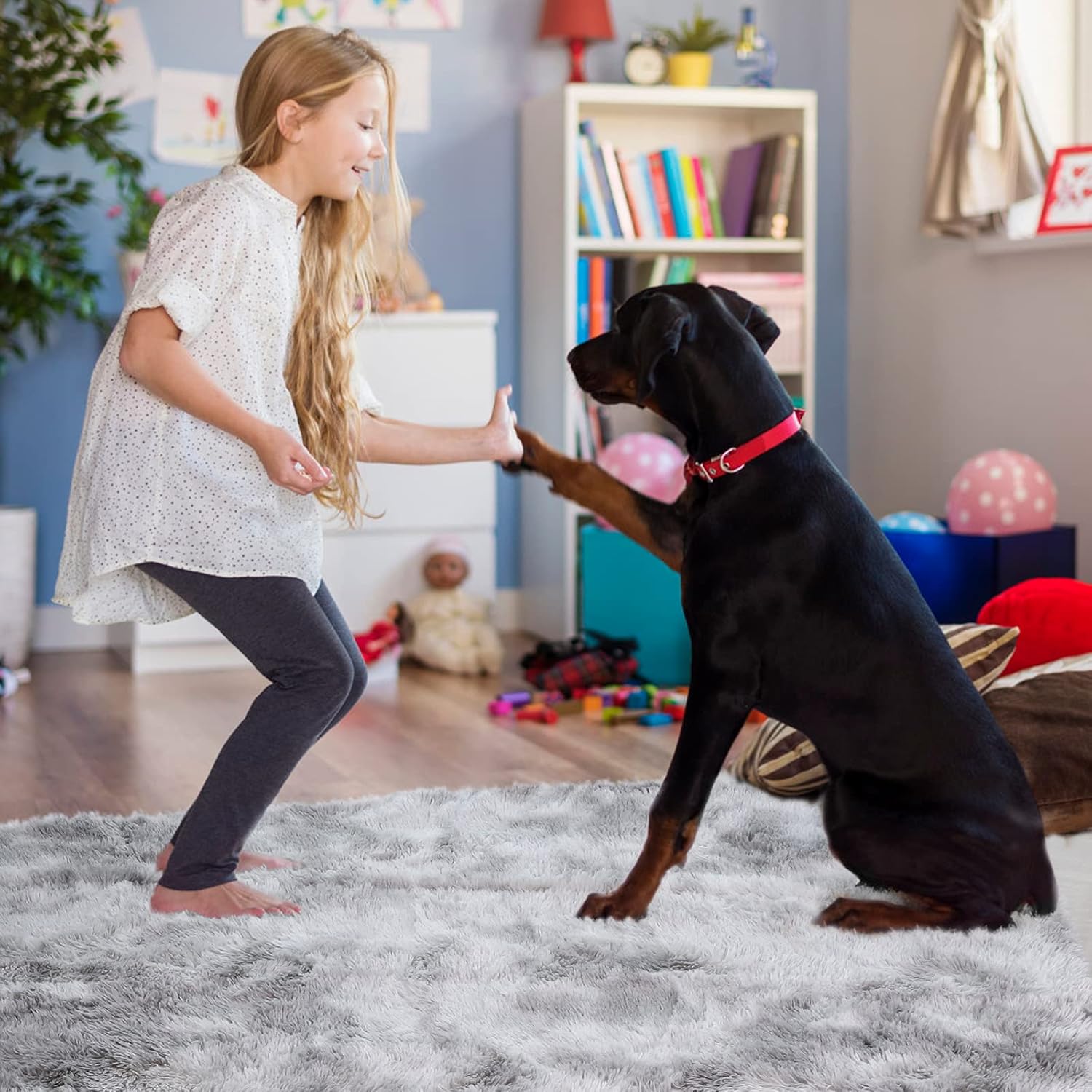 YOBATH Fluffy Shag Area Rugs 5x7 for Living Room Bedroom, Soft Fuzzy Shaggy Carpet Rugs for Girls Boys Kids Indoor Floor Nursery Home Decor, Light Grey - Image 6