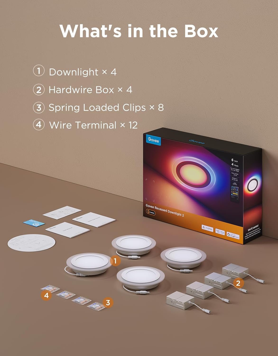 Govee Smart Recessed Lighting 6 Inch, Matter RGBIC LED Recessed Light Work with Alexa, Google Assistant, Dimmable 1100LM Canless Downlight with Junction Box for Living Room, Bedroom, Kitchen 4 Pack - Image 9