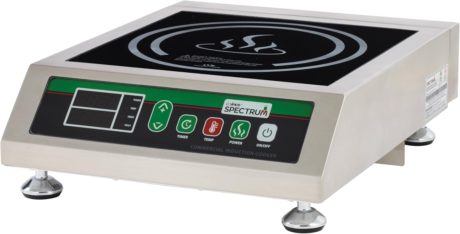 Winco EICS-34 Commercial-Grade Portable Induction Cooktop Burner, 3400 W, 240V
