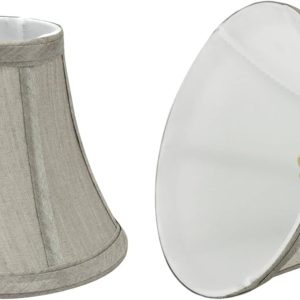 Aspen Creative 30033-2A, Bell Clip-On Chandelier Lamp Shade, Grey, 3" Top x 6" Bottom x 5" Slant Height, Set of 2
